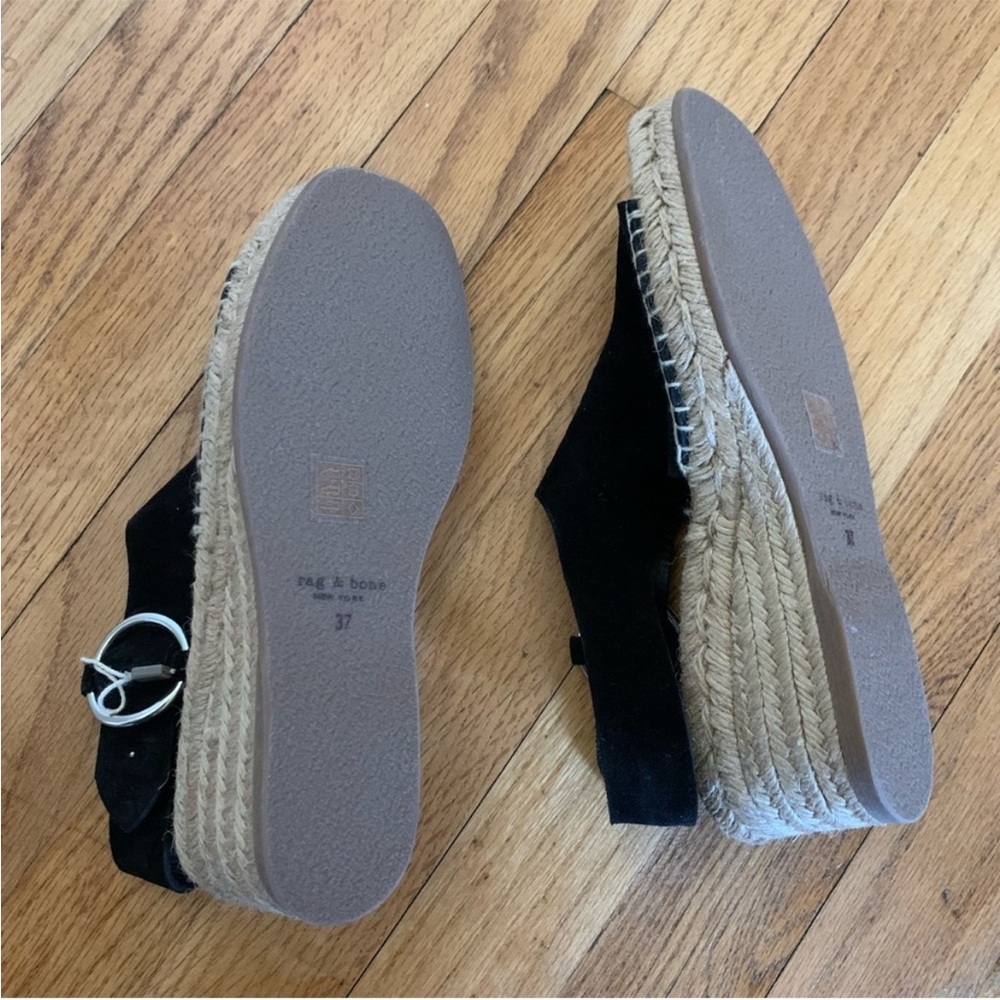 NWOT Rag & Bone | Black Suede Calla Wedge Espadrilles | Size EU 37 / US 7 - Picture 6 of 6